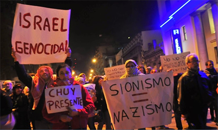 marcha por palestina en el centro de montevideo